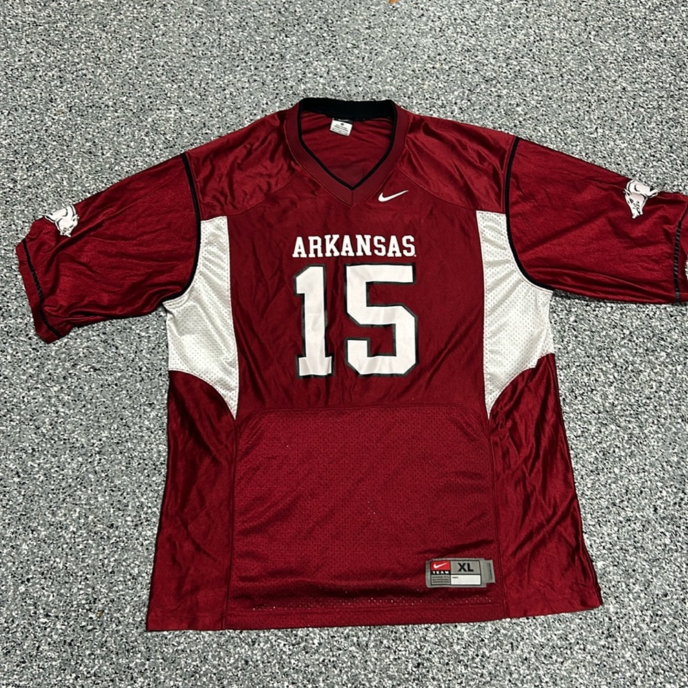 Nike Vintage Arkansas Razorbacks Jersey Football XL 15 Woo Pig Sooie 🐗🔥